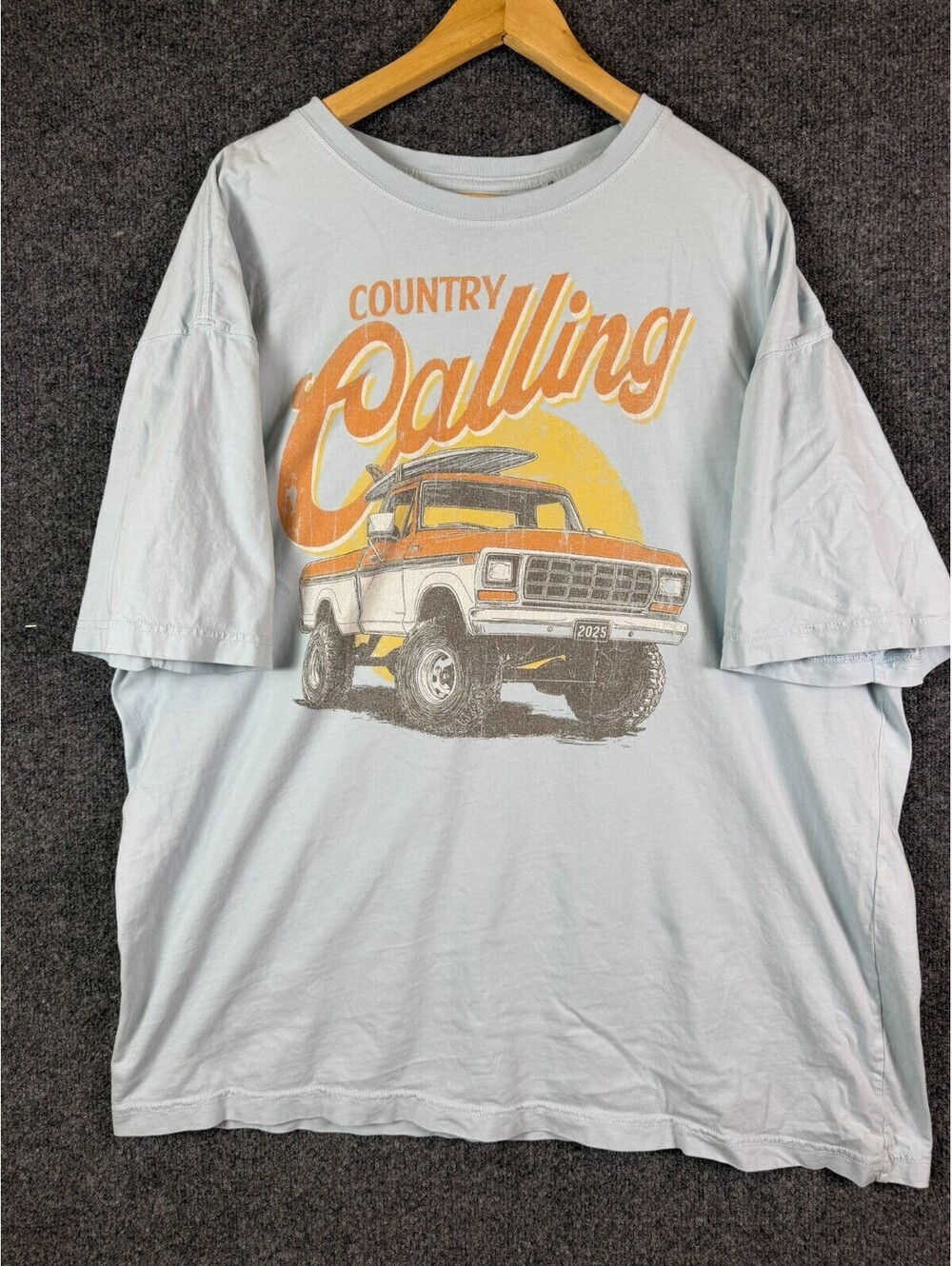 Vintage Ford Truck Shirt Country Calling 2025 Graphic T Shirt Light Blue 2XL